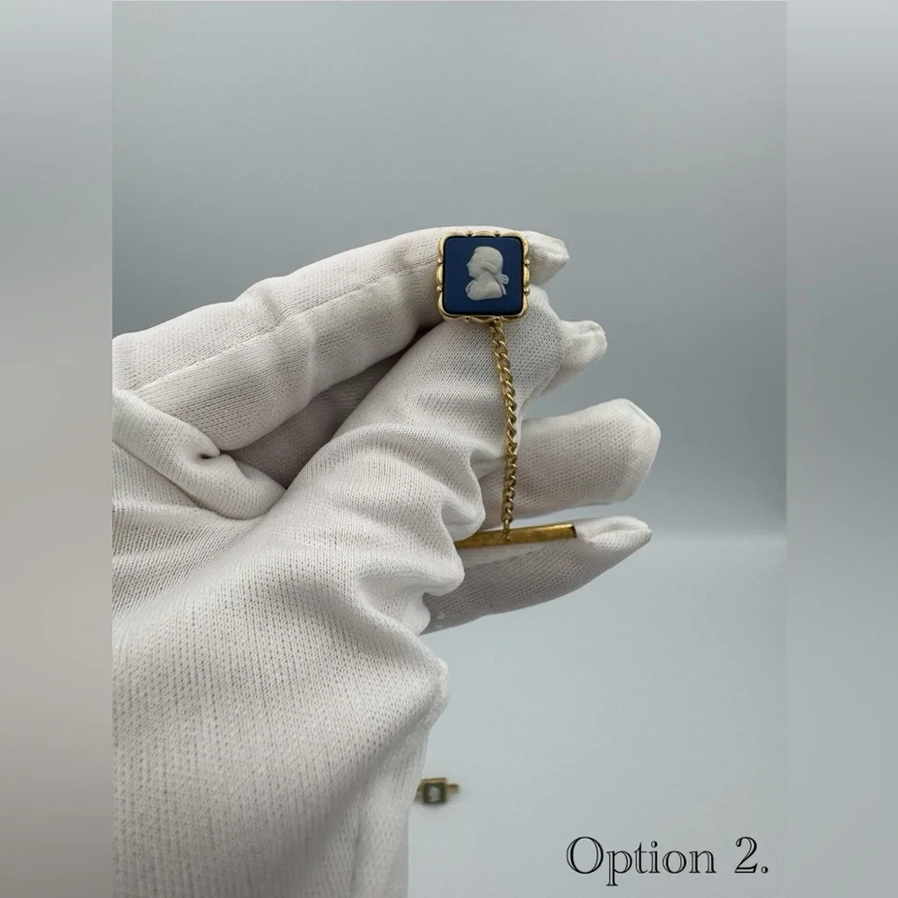 Vintage Wedgwood men Blue and Gold tie clip‎ men accessories